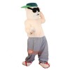 Bad Guy Man Wearing Glasses Cartoon Mascot Costume Plush with Mask