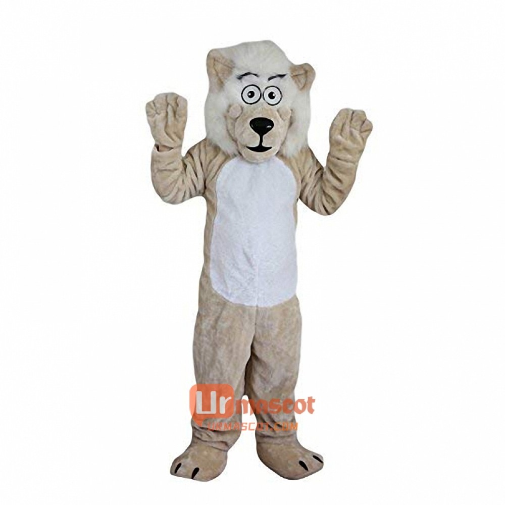 Beige Lion Beard Moustache Cartoon Mascot Costume Plush with Mask