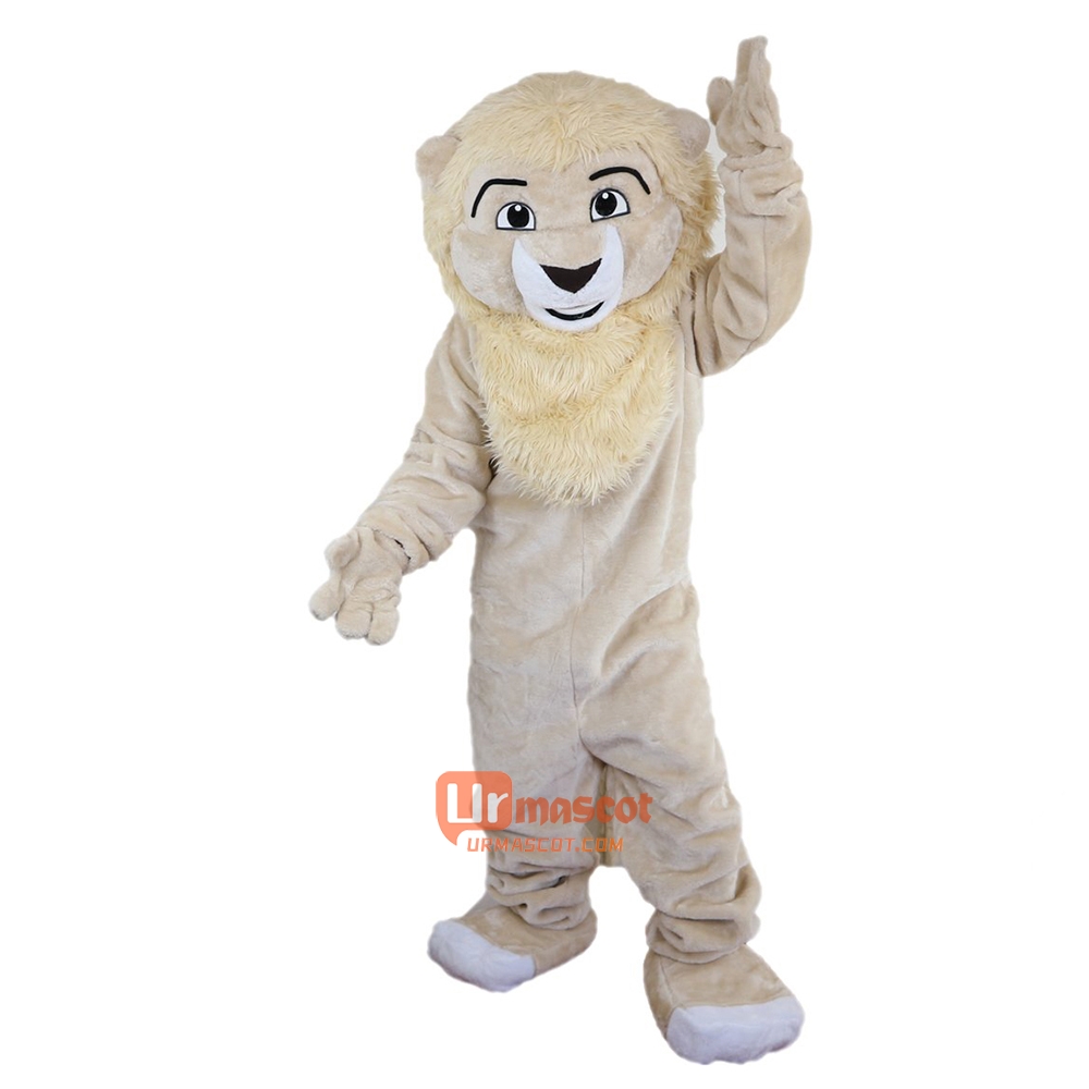 Beige Lion Cartoon Mascot Costume Plush with Mask