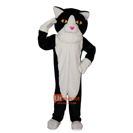 Black and White Cat Cartoon Mascot Costume Plush with Mask
