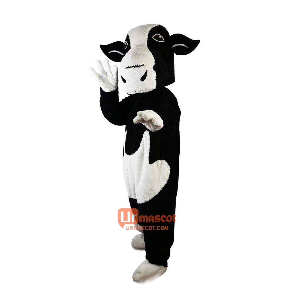 Black and White Cow Cartoon Mascot Costume Plush with Mask