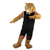 Black Coat Sport Brown Muscle Leopard Cartoon Mascot Costume Plush with Mask