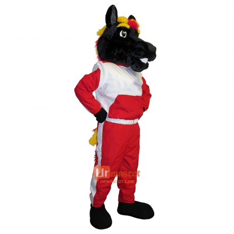 Black College Horse Custom Cartoon Mascot Costume