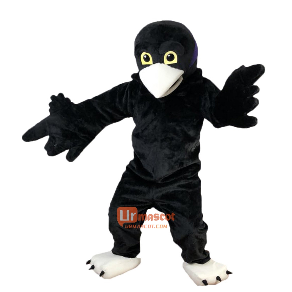 Black Short-Haired Eagle Cartoon Mascot Costume Plush with Mask