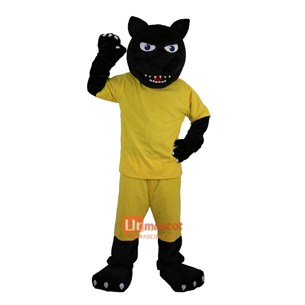 Black Sport Leopard Panther Cartoon Mascot Costume Plush with Mask