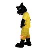 Black Sport Leopard Panther Cartoon Mascot Costume Plush with Mask