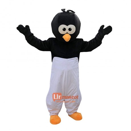 Black White Crow Cartoon Mascot Costume Plush with Mask