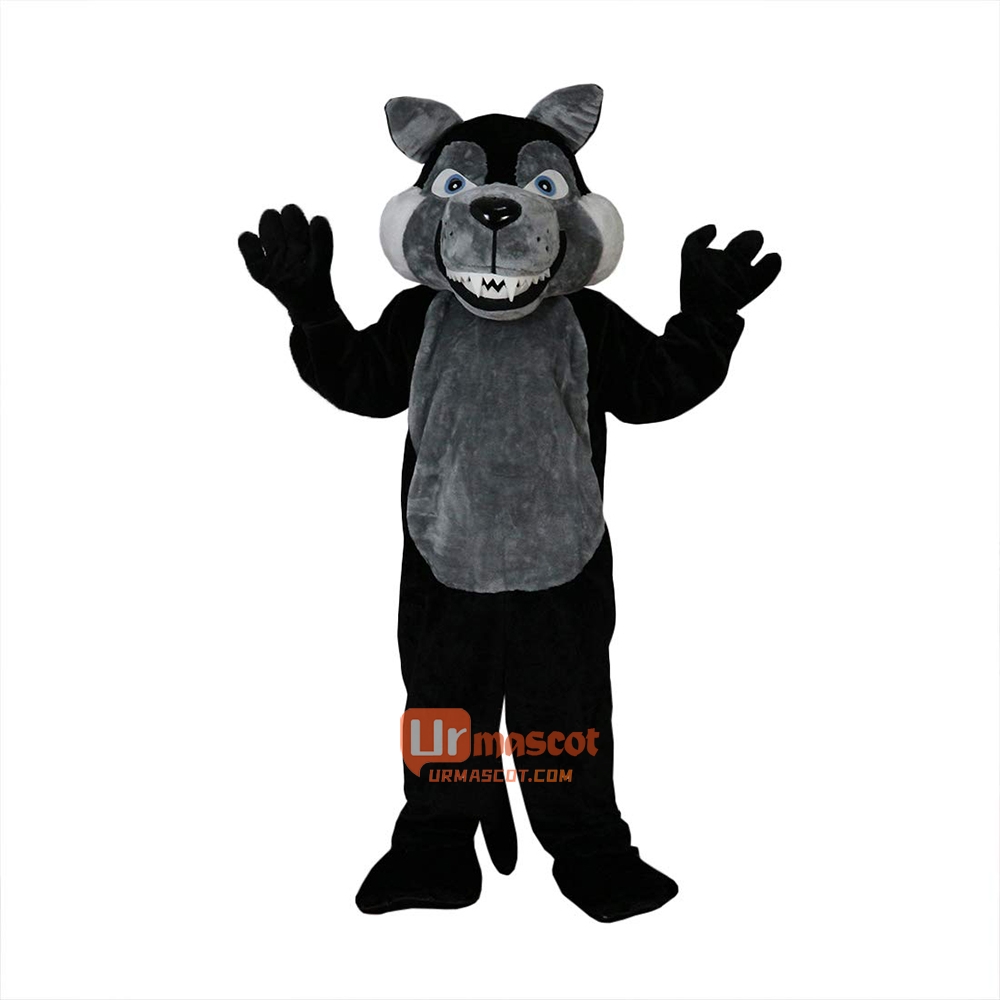 Black Wolf Cartoon Animal Cartoon Mascot Costume Plush with Mask