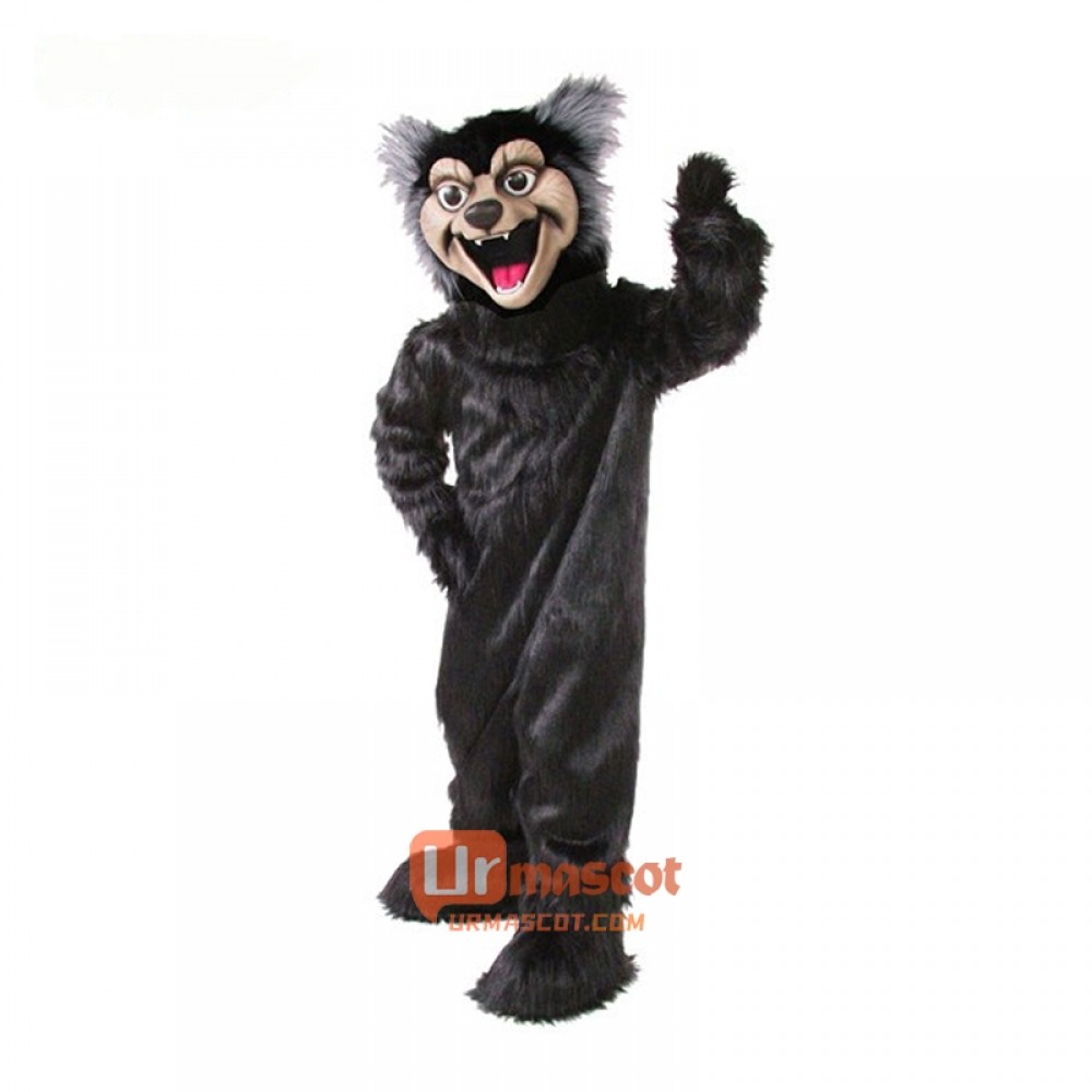 Black Wolf Mascot Cartoon Costume