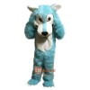 Blue big mouth Wolf Cartoon Mascot Costume Plush with Mask