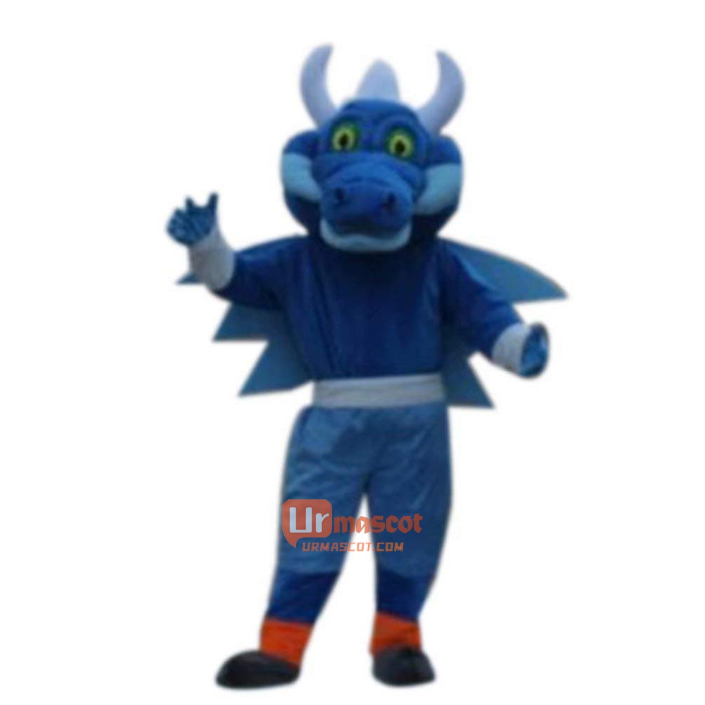 Blue Dragon Dinosaur Monster Cartoon Mascot Costume Plush with Mask