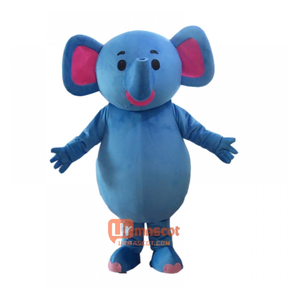 Blue Elephant Mascot Cartoon Costume