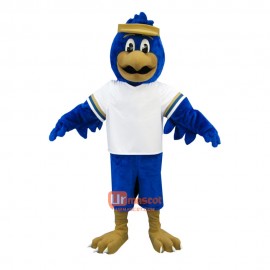 Blue Friendly Falcon Cartoon Mascot Costume