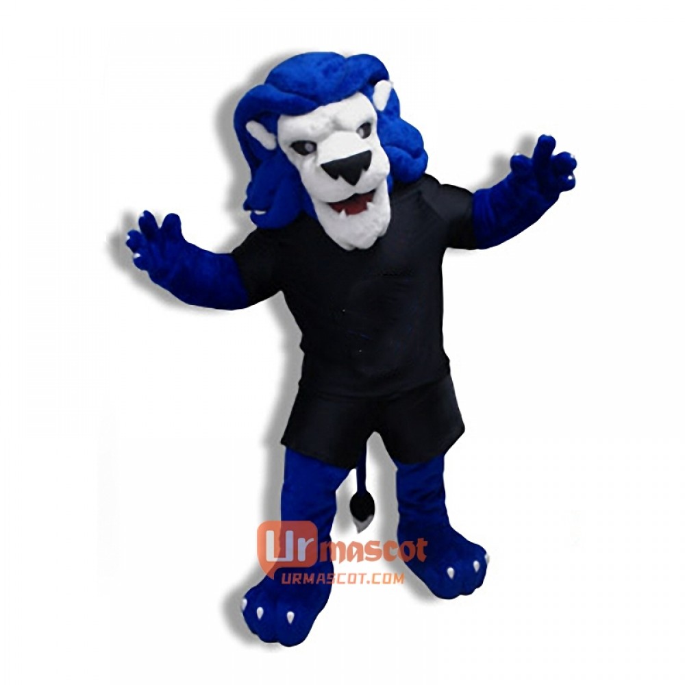Blue Long Hair Lion Cartoon Mascot Costume Cosplay Outfits