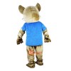 Blue Vest Wild Cat Cartoon Mascot Costume Plush with Mask