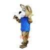 Blue Vest Wild Cat Cartoon Mascot Costume Plush with Mask