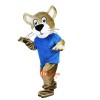 Blue Vest Wild Cat Cartoon Mascot Costume Plush with Mask