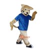 Blue Vest Wild Cat Leopard Cartoon Mascot Costume Plush with Mask