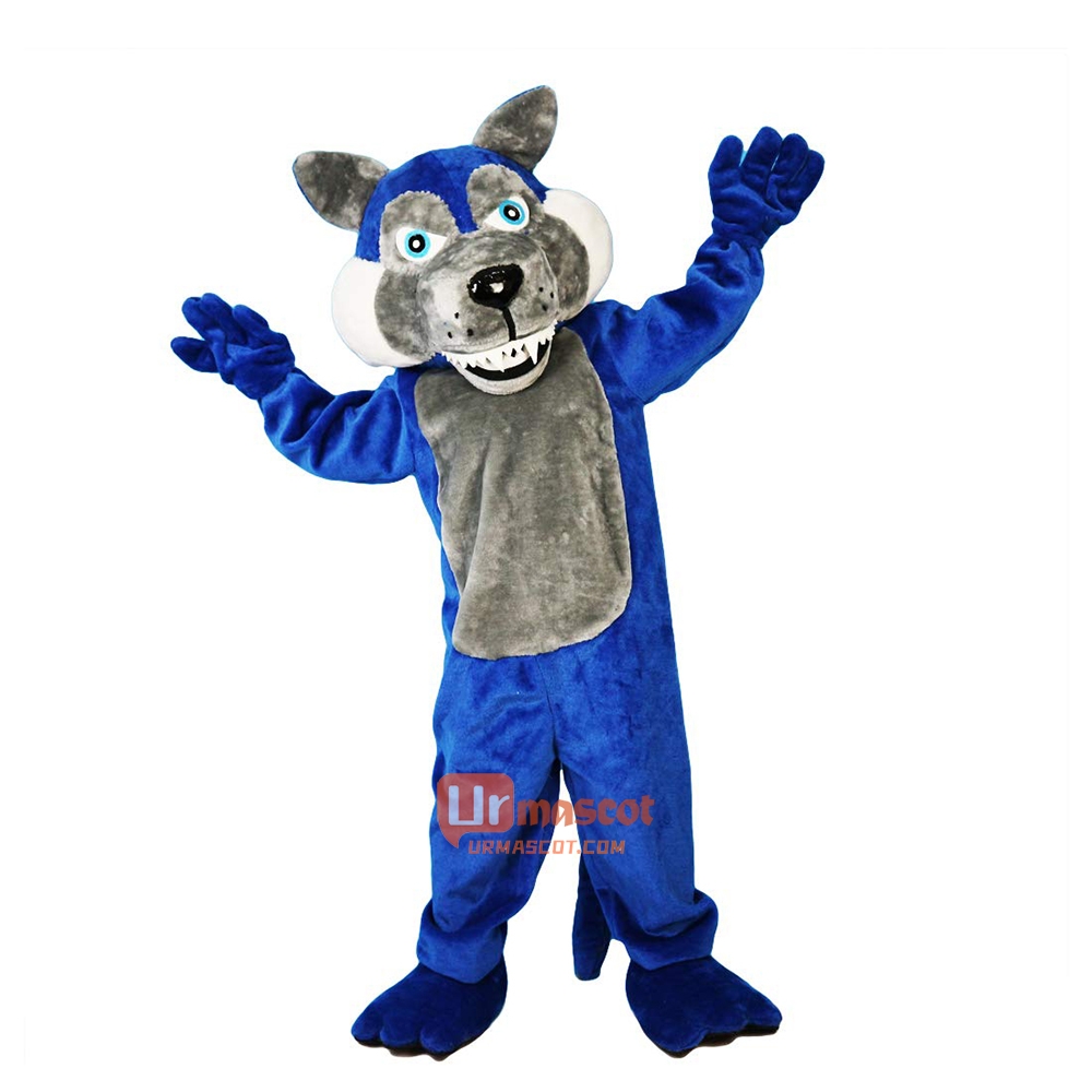 Blue Wolf Wolfish Cartoon Mascot Costume Plush with Mask