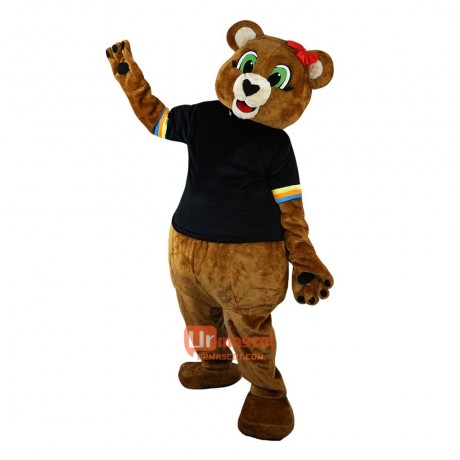 Brown Bear Cartoon Mascot Costume Plush with Mask