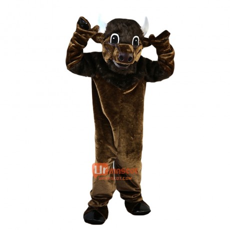 Brown Bull Ox Cow Cartoon Mascot Costume Plush with Mask