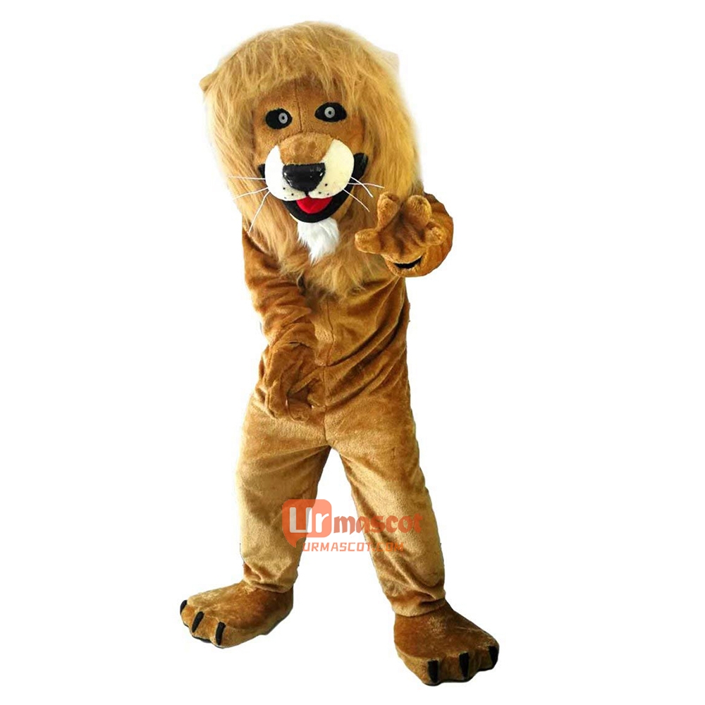 Brown Lion Cartoon Mascot Costume Plush with Mask
