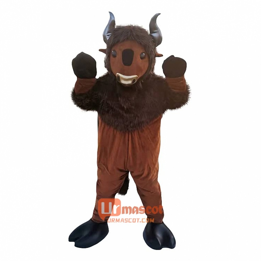 Brown Rhinoceros bull Cartoon Mascot Costume Plush with Mask