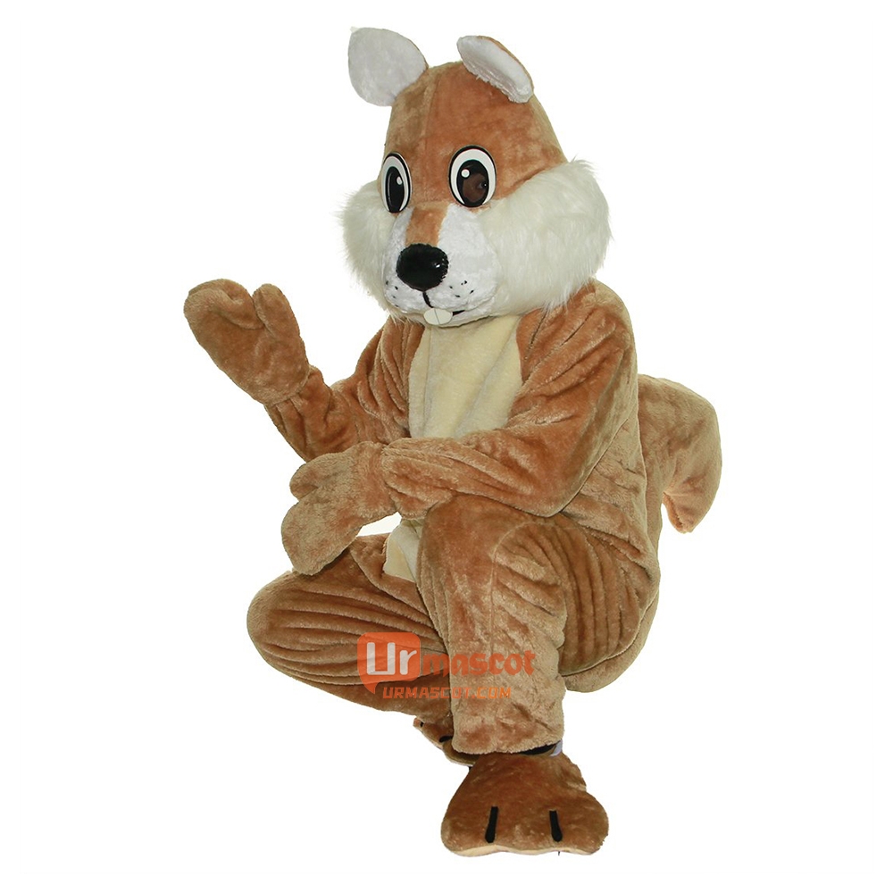 Brown Squirrel Cartoon Mascot Costume Plush with Mask