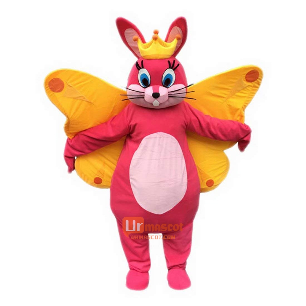 Butterfly Bunny Cartoon Mascot Costume Plush with Mask