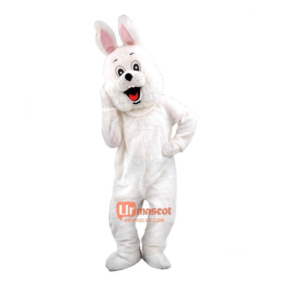 Cartoon Mascot Costume Plush with Mask Happy White Rabbit