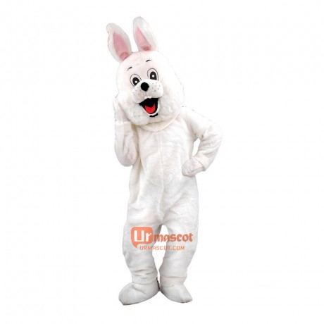 Cartoon Mascot Costume Plush with Mask Happy White Rabbit