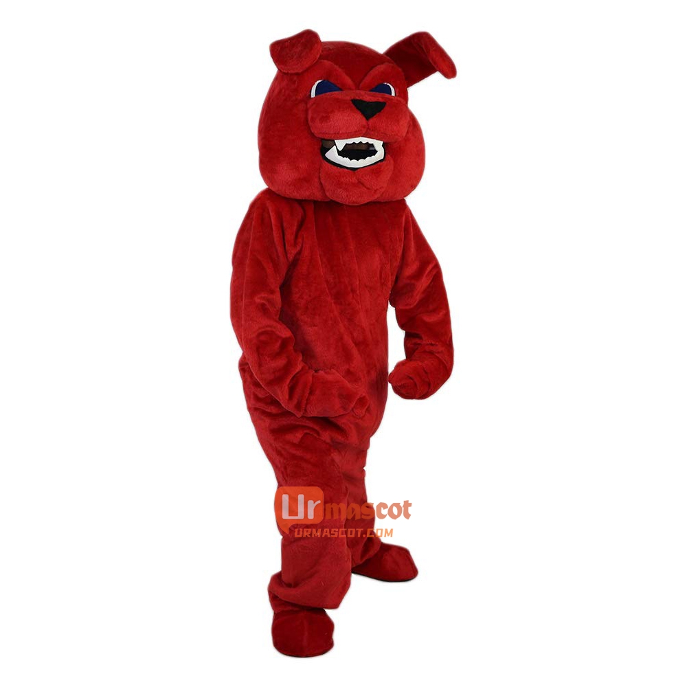 Cartoon Red Bulldog Fierce Vicious Dog Cartoon Mascot Costume Plush with Mask