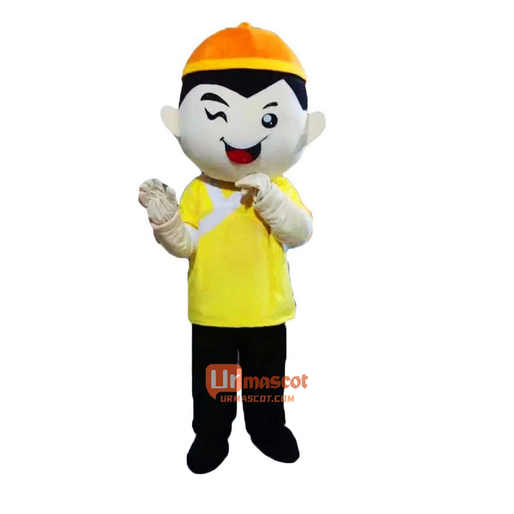 Chinese Boy Cartoon Mascot Costume Plush with Mask