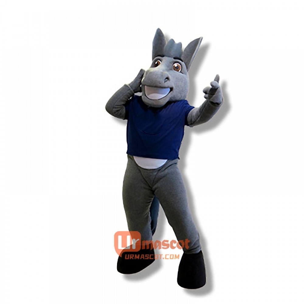 College Grey Mustang Cartoon Mascot Costume Cosplay Outfits