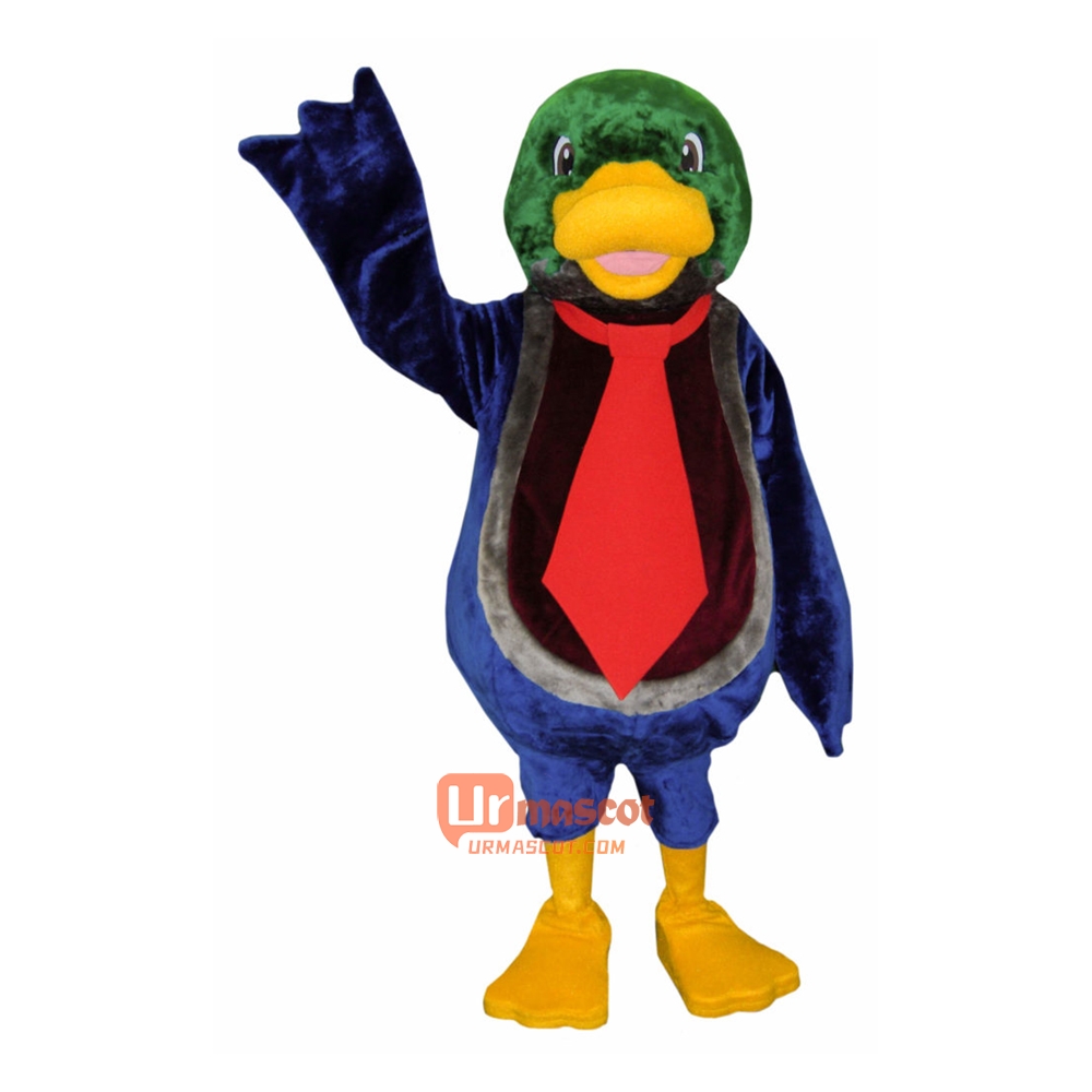 College Handsome Duck Cartoon Mascot Costume