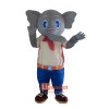 Cute Grey Elephant Mascot Cartoon Costume