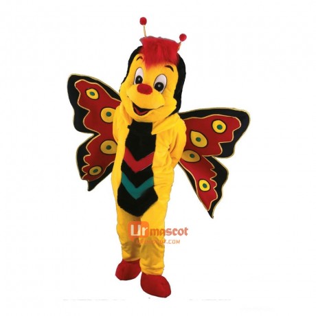 Cute Happy Butterfly Cartoon Mascot Costume Plush with Mask
