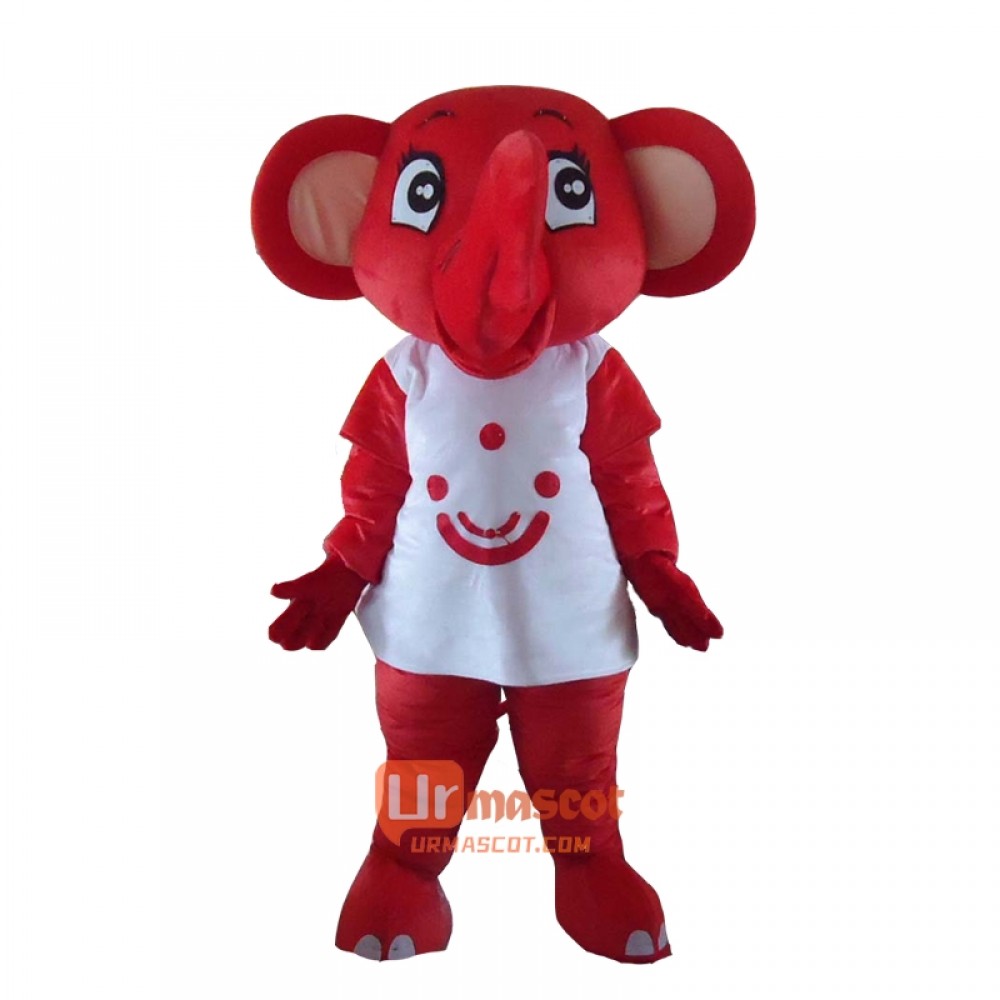 Cute Red Elephant Mascot Cartoon Costume