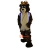 Dark Brown King Bear Cartoon Mascot Costume Plush with Mask