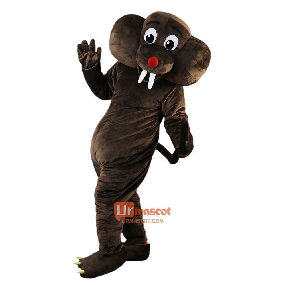 Deep Brown Gopher Mole Cartoon Mascot Costume Plush with Mask