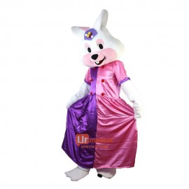 Easter Bunny Costume Adult Size Faux Fur Shaggy Cartoon Mascot Costume Plush with Mask