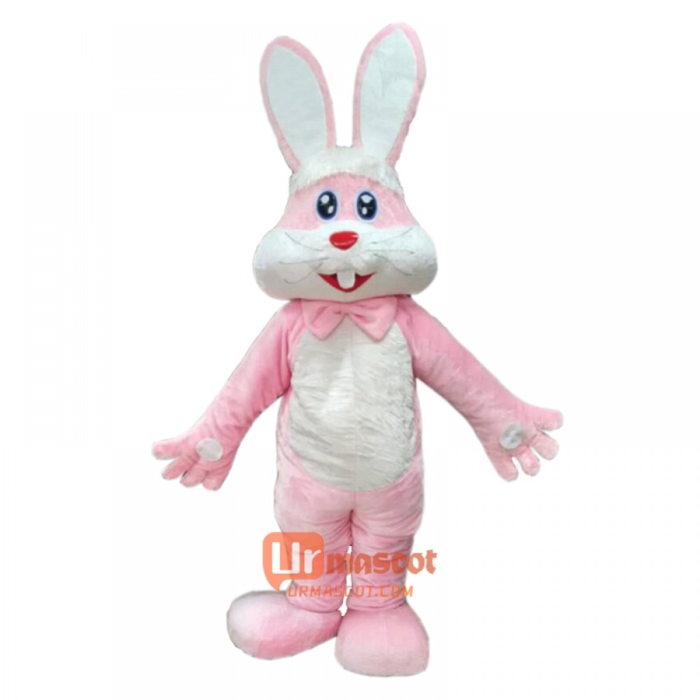 Furry Pink Bunny Rabbit Mascot Cartoon Costume
