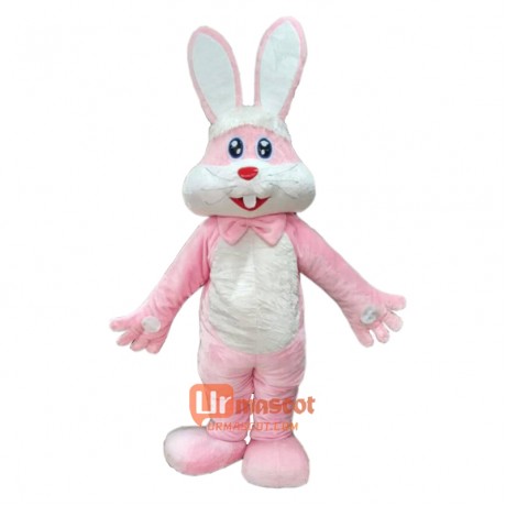 Furry Pink Bunny Rabbit Mascot Cartoon Costume