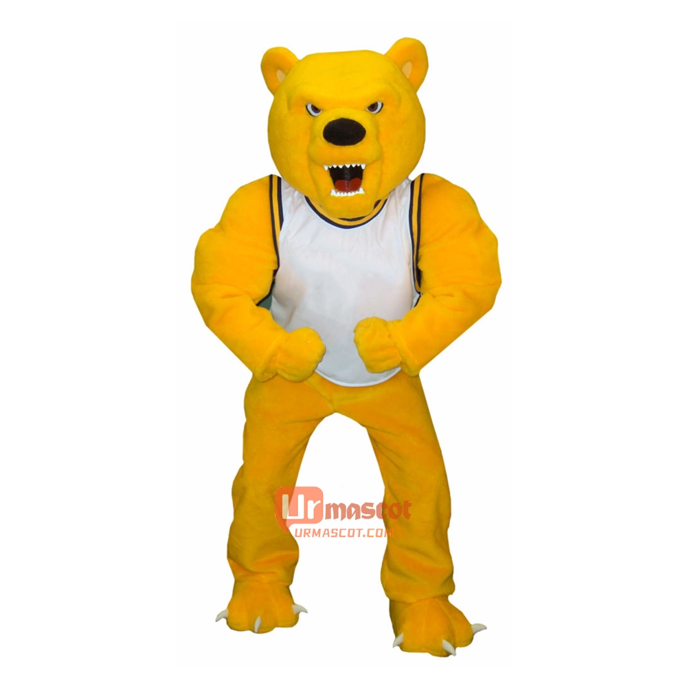 Golden Ferocious Power Bear Cartoon Mascot Costume
