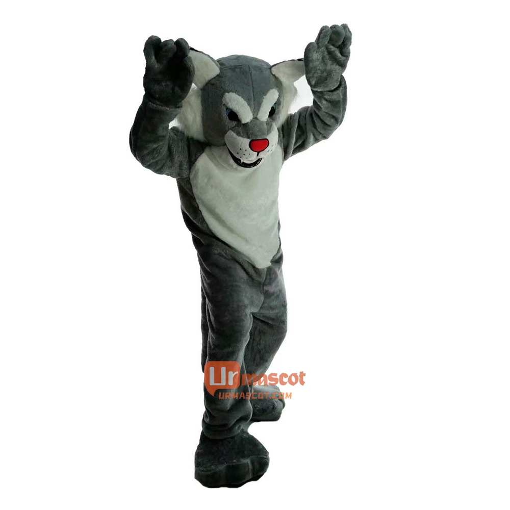 Gray Tiger Wildcat Cartoon Mascot Costume Plush with Mask