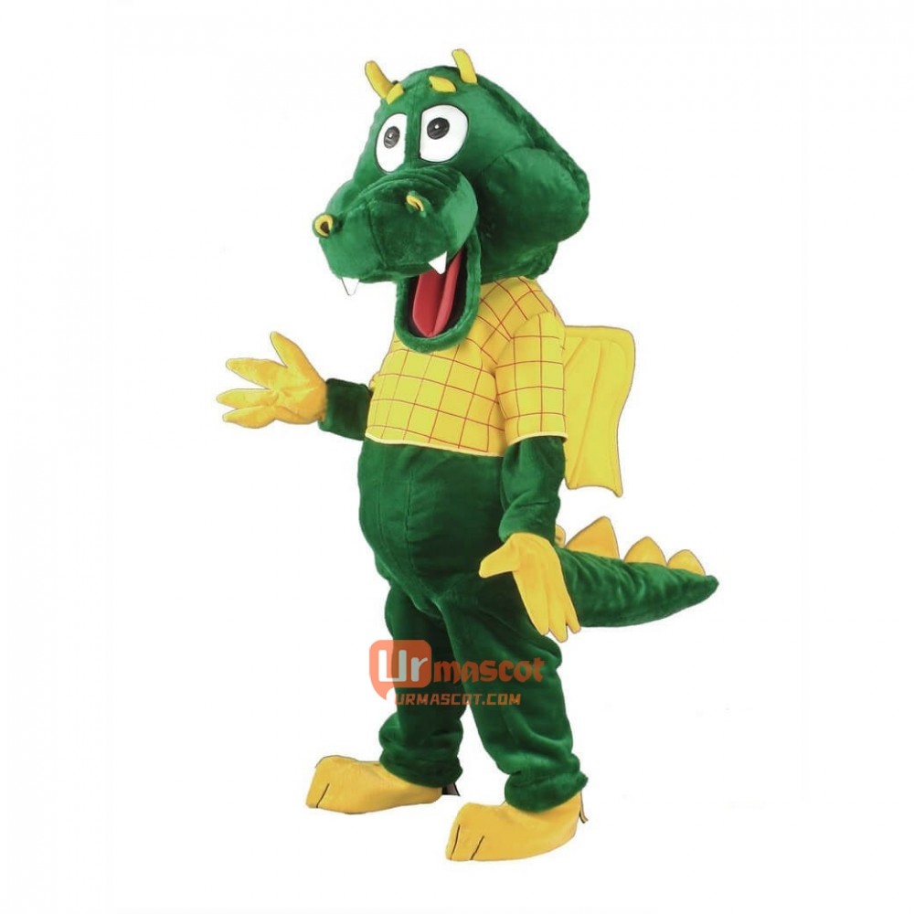 Green Cute Dragon Cartoon Mascot Costume Plush with Mask