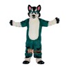 Green Fox Dog Husky Cartoon Mascot Costume Plush with Mask