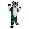 Green Fox Dog Husky Cartoon Mascot Costume Plush with Mask