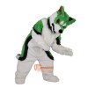 Green Fox Dog Husky Cartoon Mascot Costume Plush with Mask