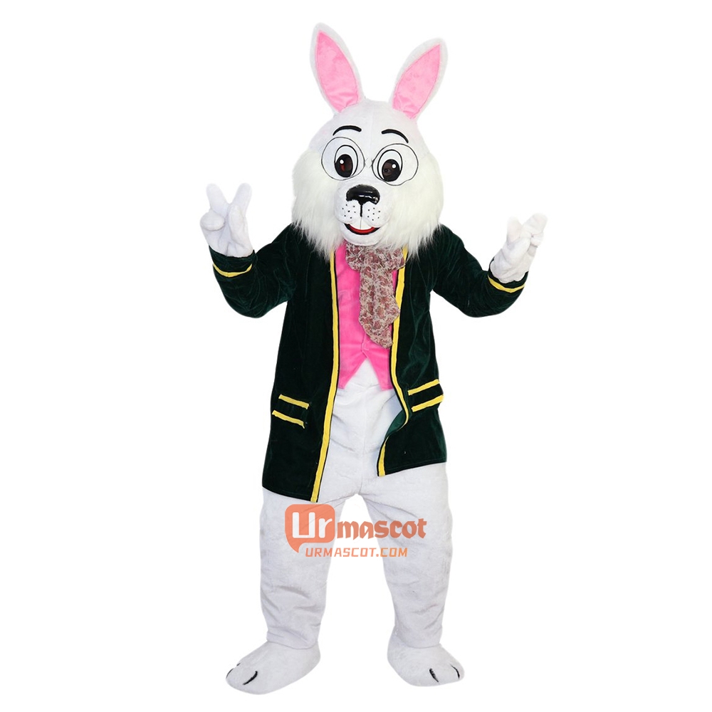 Green Suit Easter Bunny Cartoon Mascot Costume Plush with Mask